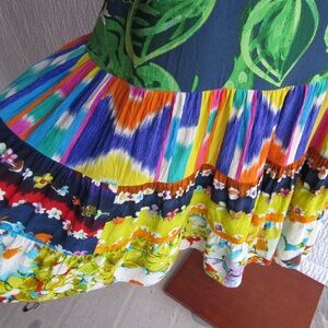 Jams World Hattie Coan Abyss Navy Dress Multicolor Tropical Floral Hawaiian S